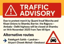 ਕੌਮੀ ਇਨਸਾਫ ਮੋਰਚਾ ਨੇ ਦਿੱਤੀ ਸਵੇਰ ਤੋਂ ਸ਼ਾਮ ਤੱਕ ਸ਼ੰਭੂ ਬੰਦ ਰੱਖਣ ਦੀ ਕਾਲ Traffic Advisory