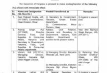 ਹਰਿਆਣਾ ਸਰਕਾਰ ਨੇ ਆਈ. ਏ. ਐਸ. ਅਧਿਕਾਰੀਆਂ ਦੀ ਜਿੰਮੇਵਾਰੀ ਵਿਚ ਕੀਤਾ ਵਾਧਾ Haryana Government