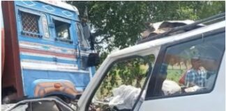 ਕਾਰ-ਟੈਂਕਰ ਟੱਕਰ ਵਿਚ ਛੇ ਨੌਜਵਾਨਾਂ ਦੀ ਮੌਤ ਇਕ ਜਖਮੀ Acciddent